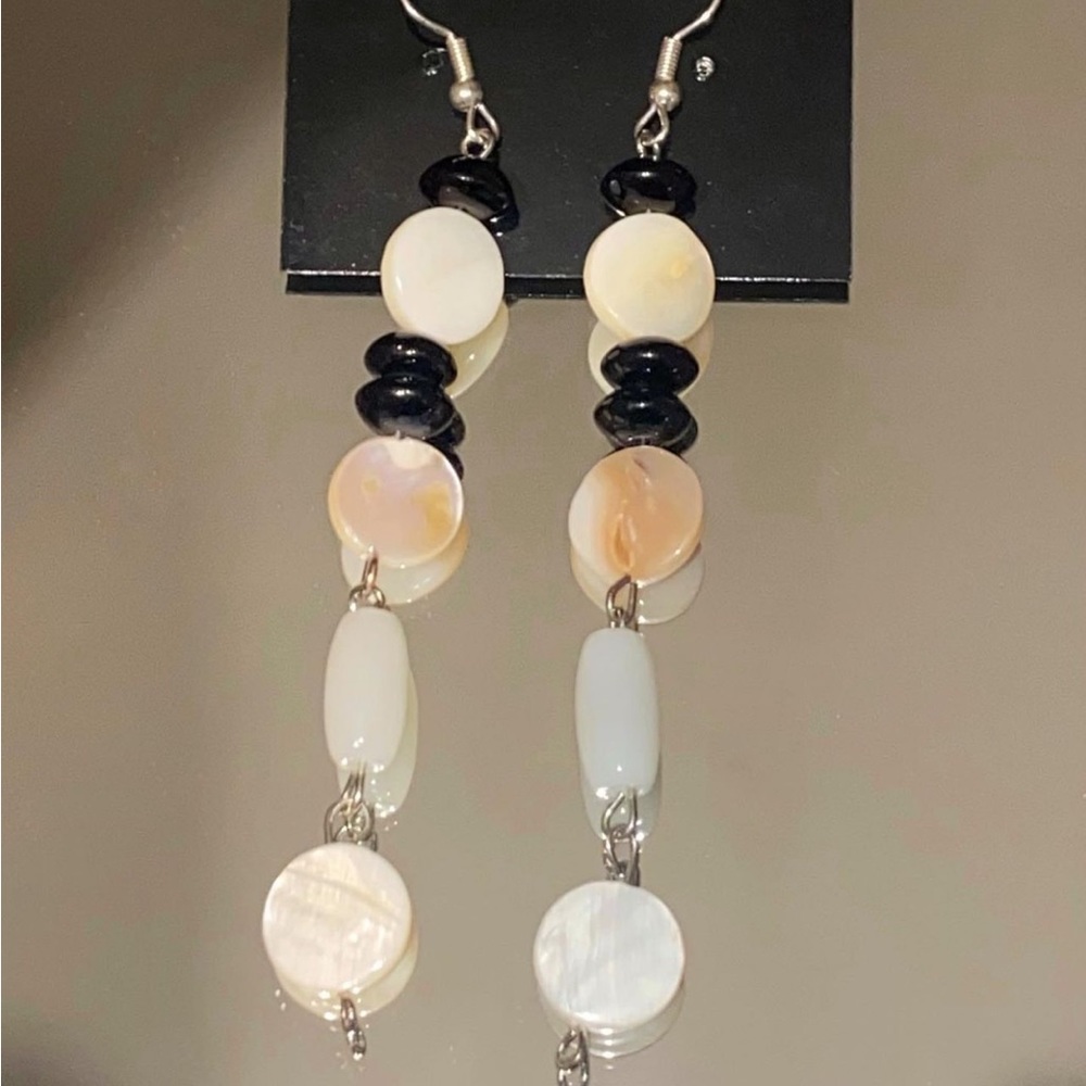Shell and glass bead earrings